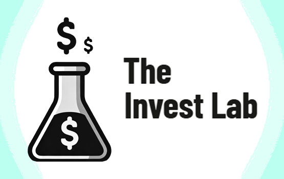 The Invest Lab logo: a laboratory flask marked with a dollar sign, on a mint green field.